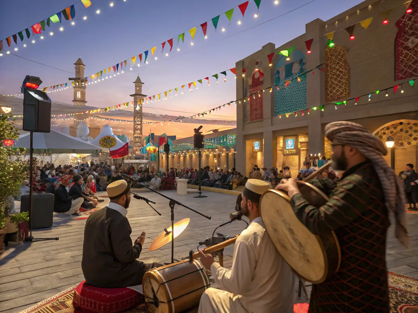 A vibrant image depicting a lively cultural festival in Mauriac, showcasing traditional music, dance, and local crafts, with people of all ages participating and enjoying the festivities.