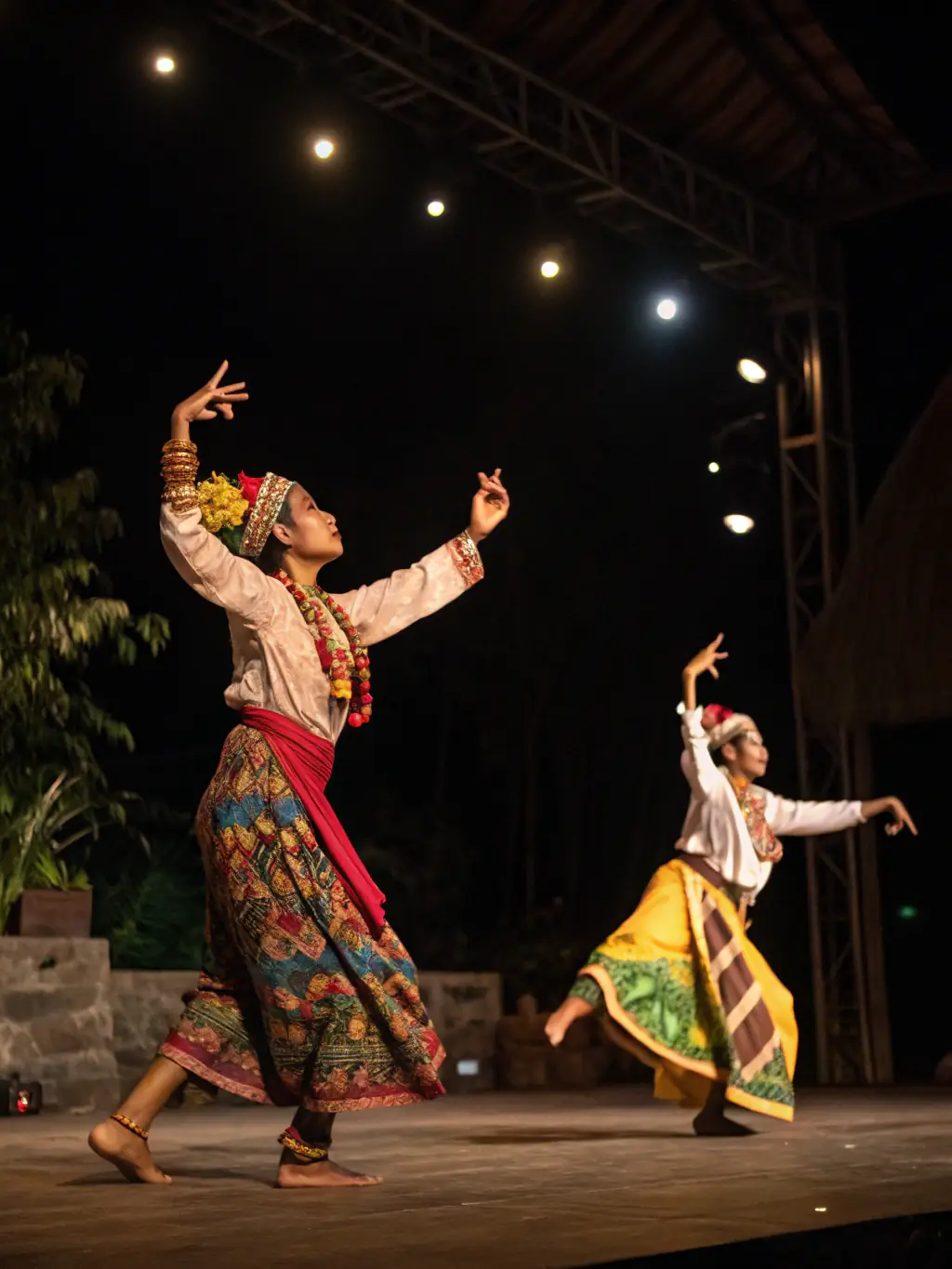 A dynamic image of a traditional folk dance performance at a community event in Mauriac, highlighting the cultural richness and festive atmosphere promoted by COMITÉ DES FÊTES DE CROUZIT HAUT.
